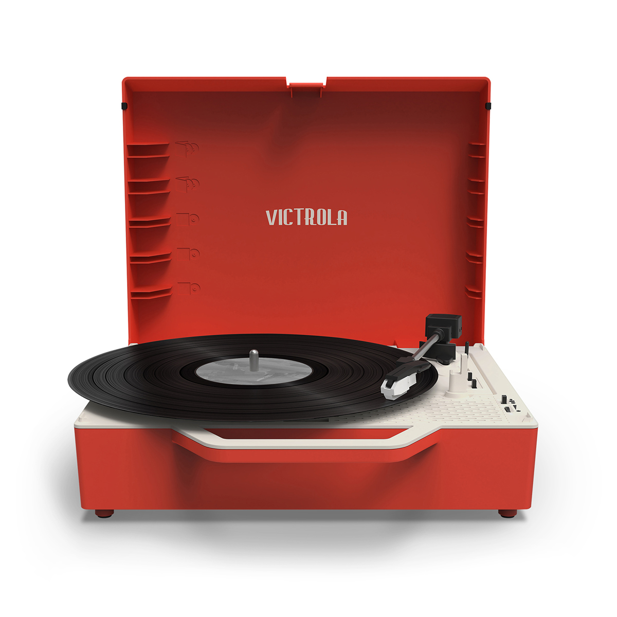

Victrola VSC-725SB Re-Spin Sustainable Three-Speed Suitcase Turntable, Bluetooth Poinsetta Red